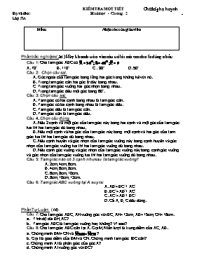 Kiểm tra một tiết Hình học 7 - Chương 2